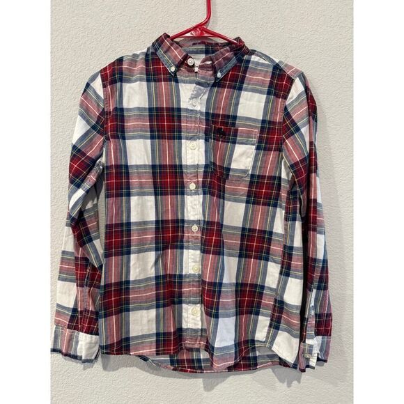 Abercrombie Kid's Size 11/12 Plaid Long-Sleeved Button-Down Shirt Multicolor - Picture 1 of 3